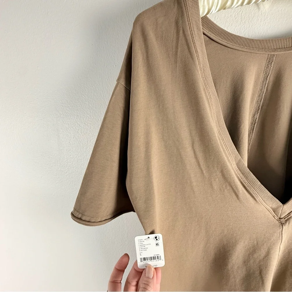 FREE PEOPLE MOVEMENT HOT SHOT TEE ROMPER- Mocha Latte/ Tan Reversible NWT LARGE - Picture 14 of 15